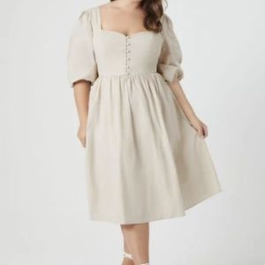 Oatmeal Cotton Midi Dress